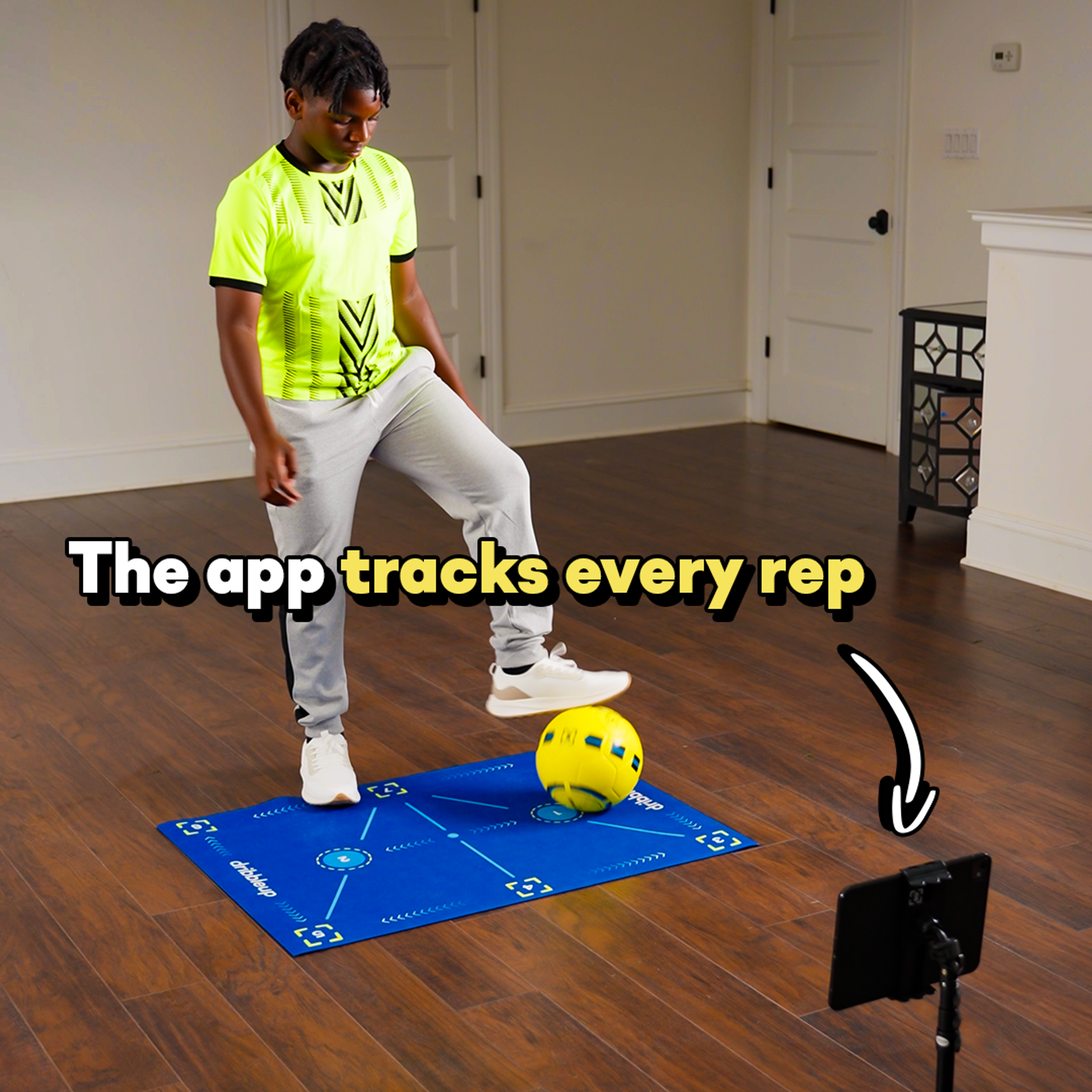 Soccer mat tracks every rep